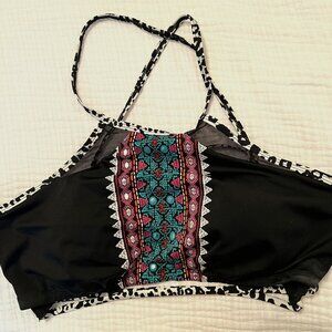 Swimsuits For All Bikini Top Black/White/Multi Size 10